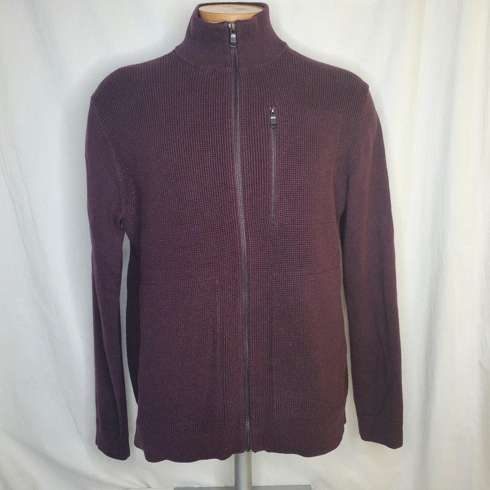 Banana Republuc Full Zip Mock Neck Sweater Bergundy Size Large